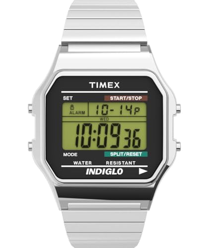 Timex Men's T78587 Classic Digital Silver-Tone Stainless Steel Expansion Band Watch