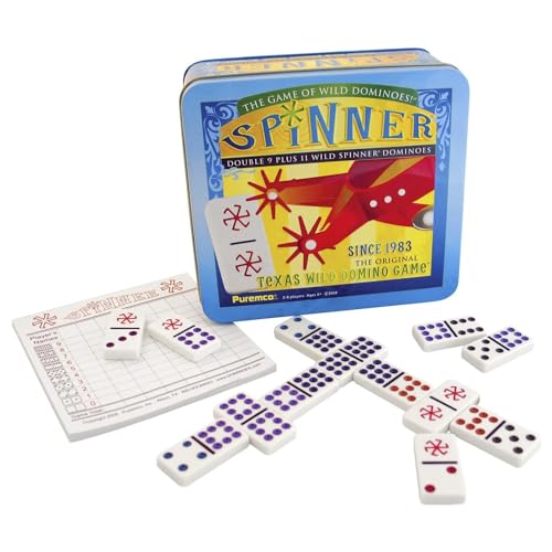 University Games, Spinner Game of Wild Dominoes in On-the-go Travel Tin , for 2 to 8 Players Ages 6 and Up
