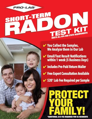 PRO-LAB Radon Test Kit for Home - EPA Approved Short-Term Radon Tester with 2 Detectors - 20 Lab Fee Required Per Detector - Quick & Reliable Radon Testing