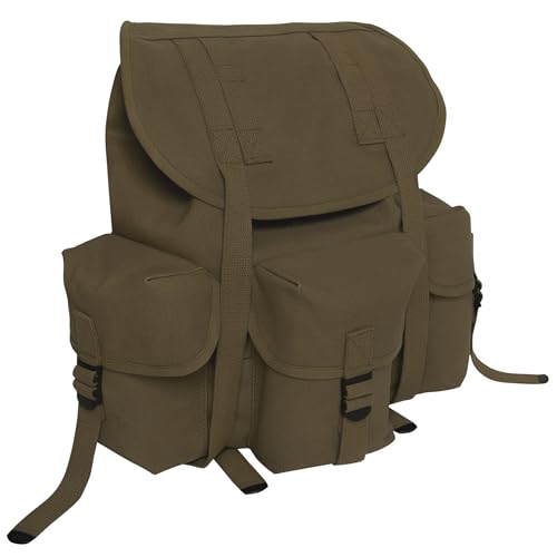 Rothco Mini Alice Pack – Heavyweight 18 OZ Cotton Canvas Rucksack – 20L Capacity – Olive Drab