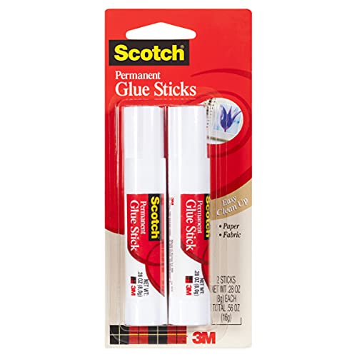 Scotch Permanent Glue Sticks, Acid-Free Non-Toxic Adhesive (2-Pack) – Strong & Fast Bond, No-Mess Application for Paper, Photos, Crafts