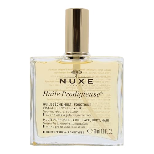 Nuxe Huile Prodigieuse Multi-Purpose Dry Oil with 7 Botanical Oils for Radiant Glow and Hydration for Face, Body & Hair, 1.6 Fl Oz