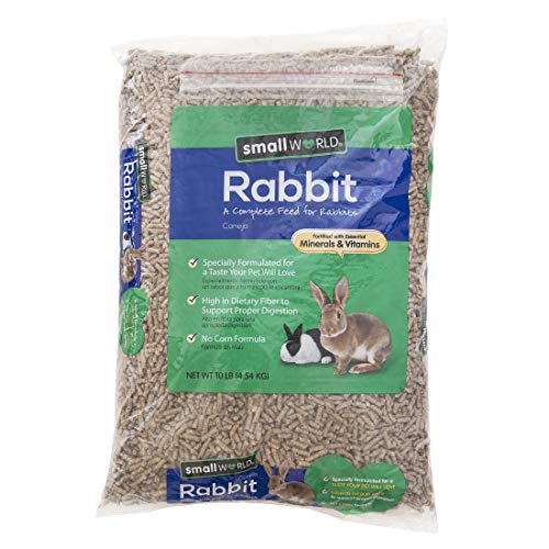 Small World Rabbit Food, Complete Feed, Pelleted Food for Rabbits, Fortified with Essential Vitamins & Minerals for Daily Health, High-Fiber Diet for Digestive Support, Resealable Bag, 10 lb