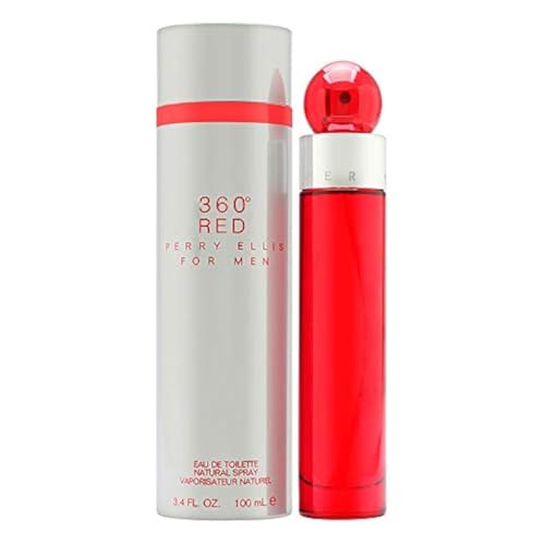 Perry Ellis 360° Red Eau De Toilette Spray for Men - Mens Cologne, Long Lasting Perfume, EDT, Fragrance with Notes of Clove, Cinnamon & Patchouli - 3.4 fl oz (100 mL)