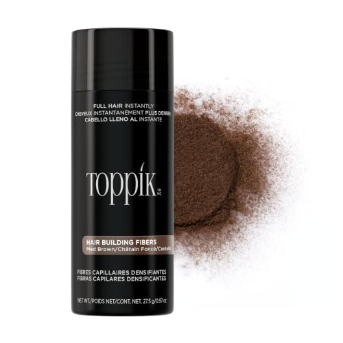 Toppik Hair Building Fibers, Medium Brown, 27.5g Fill In Fine or Thinning Hair, Instantly Thicker, Fuller Looking, 9 Shades for Men & Women, Keratin Protein Formula