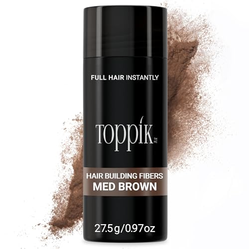 Toppik Hair Building Fibers, Medium Brown, 27.5g Fill In Fine or Thinning Hair, Instantly Thicker, Fuller Looking, 9 Shades for Men & Women, Keratin Protein Formula