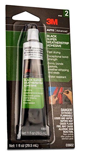 3M Black Super Weatherstrip and Gasket Adhesive 03602, 1 fl oz Tube (Pack of 1) – High-Strength Waterproof Glue for Rubber Seals, Gaskets, Weather Stripping, Automotive Doors, Windows and Trunks