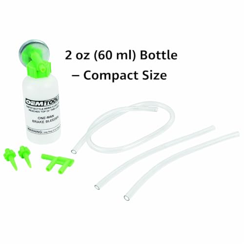 OEMTOOLS 25036 Bleed-O-Matic One-Man Brake Bleeder Kit, Featuring An Opaque Brake Bleed Bottle / Transparent Hoses and Tapered Fittings, No Mess Brake Fluid Bleeding , Multi color(Packaging May Vary)