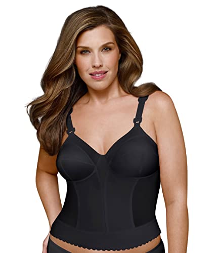 Exquisite Form womens Back Close Longline Bra, Black, 42C US