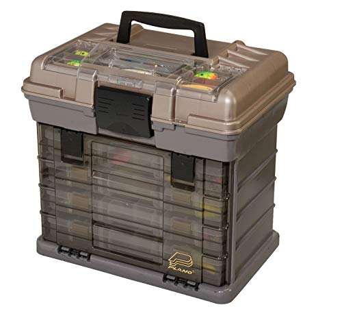Plano Guide Series StowAway 4-By Rack System Tackle Box, Holds 4 3700 Utility Tackle Boxes, Quick-Access Top Storage wit