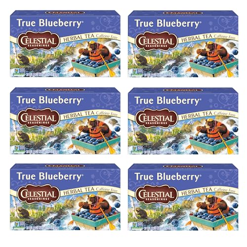 Celestial Seasonings True Blueberry Herbal Tea, Caffeine Free, 20 Tea Bags Box (Pack of 6)
