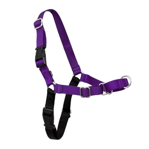 PetSafe Easy Walk Harness for Dogs - Pull-Free Walks - Patented Martingale Loop Design - Front Chest Leash Attachment - Comfort Straps - Breathable Harness Design - Medium/Large, Black/Silver