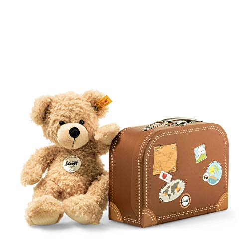 (-19%) Steiff Kuscheltier Fynn Teddybär im Koffer, Süßes Stofftier mit Kunststoffaugen, Kinder, Jungen & Mädchen, Soft Cuddly Friends, Plüschtier 28 cm, Beige, 111471