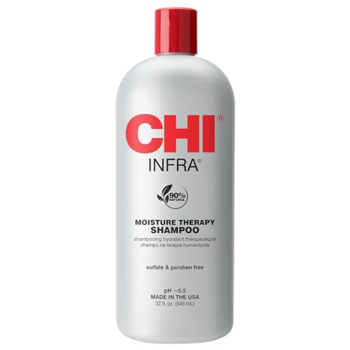 CHI Infra Shampoo, Gently Cleanses Scalp & Hair, Hydrating & Nourishing For All Hair Types, Designed for Heat Damaged Hair, Sulfate, Paraben, & Cruelty-Free, 32 Oz