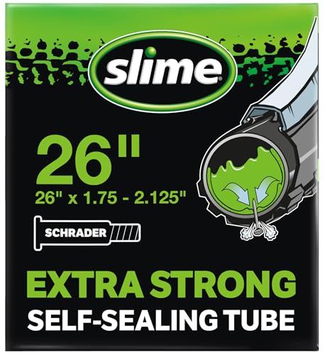 Slime 30045 Bike Inner Tube with Slime Puncture Sealant, Extra Strong, Self Sealing, Prevent and Repair, Schrader Valve, 26" x 1.75-2.125"
