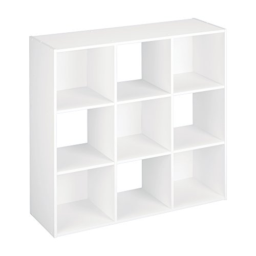 ClosetMaid 9 Cube Laminated Wood Reversible Stackable Open Bookcase Display Shelf Storage Organizer for Home and Office Organization, White