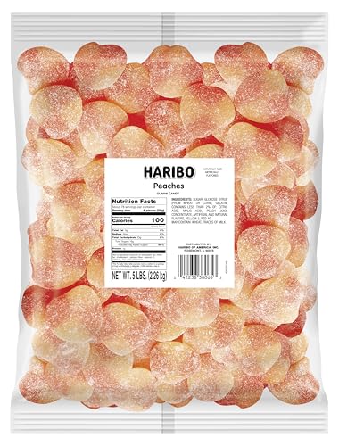 Haribo Gummi Candy, Peaches, 5-Pound Bag