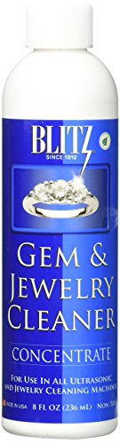 Blitz Gem & Jewelry Cleaner Liquid Concentrate for Gold, Silver, & Platinum Jewelry Cleans Non-Porous, Precious & Semi-Precious Stones. Non-Toxic, Non-Abrasive, & Planet Friendly Made in USA 8oz