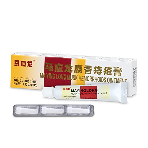 Mayinglong Musk Hemorrhoids Ointment (3 x 10g Tubes), 30g - Maximum Strength Formula for Hemorrhoidal Fast Relief, Soothes Itching, Burning & Discomfort - Fast-Acting Treatment to Shrink Swelling