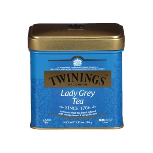 Twinings Lady Grey Loose Black Tea, 3.53 Ounce Tins (Pack of 6), Lemon & Orange Peel, Caffeinated, Enjoy Hot or Iced : B