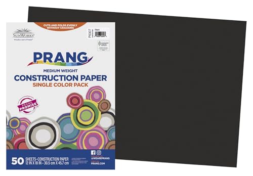 Prang (Formerly SunWorks) Construction Paper, Black, 12" x 18", 50 Sheets