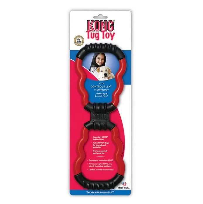 KONG Tug Toy - Dog Supplies for Tug of War - Natural Rubber Dog Toy for Outdoor & Indoor Playtime - for Medium/Large Dogs