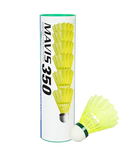 Mavis 350 Nylon Badminton Shuttlecocks Yellow Slow Speed Or Durable