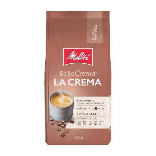 (-33%) Melitta BellaCrema La Crema Ganze Kaffee-Bohnen 1kg, ungemahlen, Kaffeebohnen für Kaffee-Vollautomat, mittlere Röstung, geröstet in Deutschland, Stärke 3