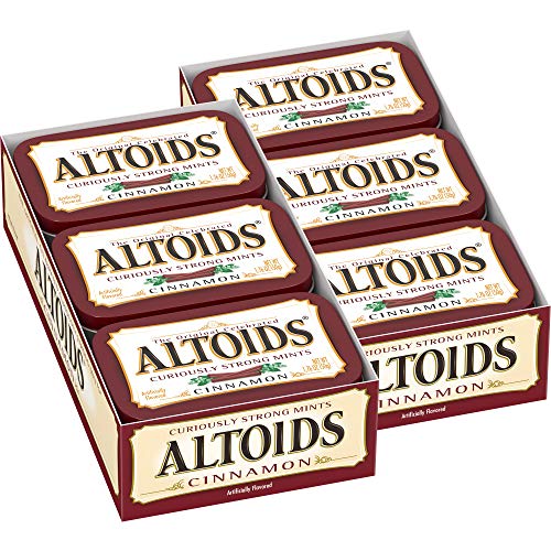 ALTOIDS Classic Cinnamon Hard Candy Breath Mints Bulk, 1.76 oz Tin (Pack of 12)