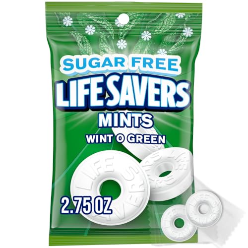 LIFE SAVERS Breath Mints Sugar Free Candy, Wint-O-Green Mint Hard Candy Bag for Goodie Bags, Road Trips, School, Work, 2.75 oz (Pack of 12)