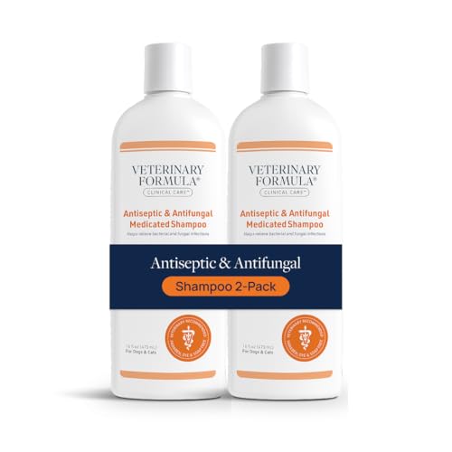 Veterinary Formula Clinical Care Antiseptic and Antifungal Medicated Shampoo for Dogs & Cats, 16 Fl Oz – Helps Alleviate Scaly, Greasy, red Skin – Paraben, Dye, Soap-Free (2 Pack)