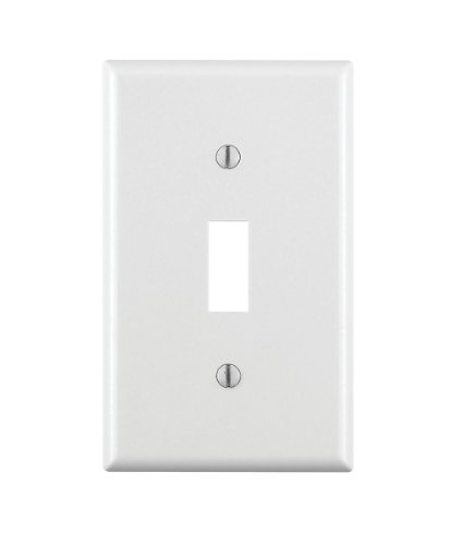 Leviton 1-Gang Toggle Device Switch Wallplate, Standard Size, Thermoset, Device Mount, 88001, White