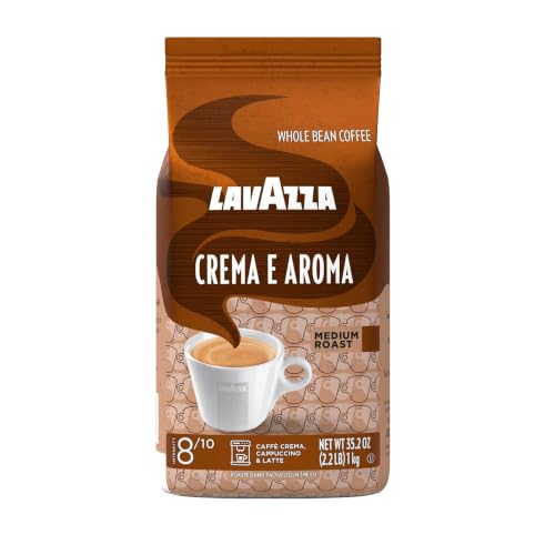 (-28%) Lavazza, Crema e Aroma, Arabica und Robusta Kaffeebohnen, Ideal für Espressomaschinen, mit Schokoladigen Aromen, Reicher und Vollmundiger Geschmack, Intensität 8/10, Mittlere Röstung, 1 kg Packung
