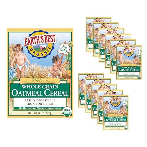 Earths Best Organic Whole Grain Oatmeal Cereal 12-Pack