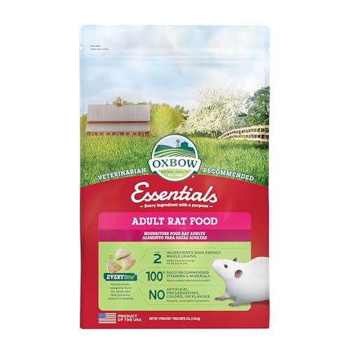 Oxbow Essentials Rat Food, Pet Food for Adult Rats, All-Natural Vitamin & Mineral Rich Formula, Veterinarian Recommended, Oxbow Animal Health, Rodent Pellets, Made in USA, No Artificials, 3 lb. Bag