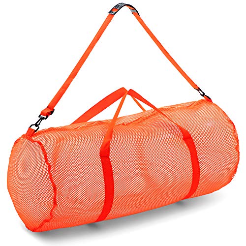 Champion Sports Mesh Duffle Bag with Zipper and Adjustable Shoulder Strap - Multipurpose 15” x 36” Gym Bag for Equipment, Sports Gear, Laundry - Breathable Mesh Scuba and Travel Bag in Multiple Colors