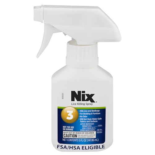 Nix Lice & Bed Bug Spray for Home Use, Kills Lice on Bedding & Furniture, Odor-Free & Non-Staining, 5 Fl Oz