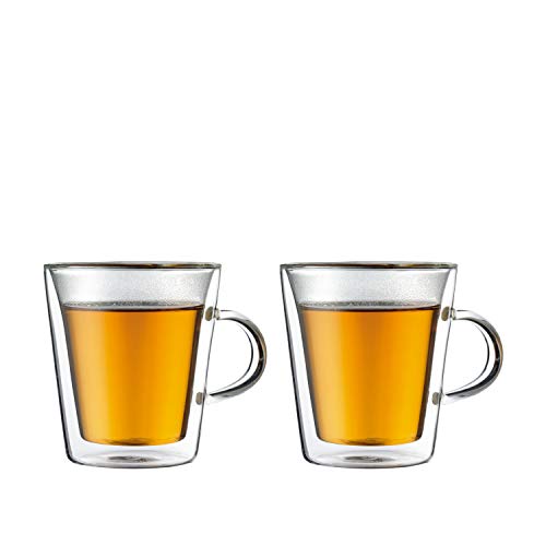 Bodum Canteen Double Walled Thermo Glasses with Handles, Set of 2, 6.5 Oz