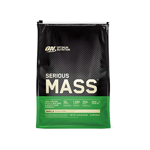 Optimum Nutrition Serious Mass Weight Gainer Protein Powder, Vanilla, 12 Pound
