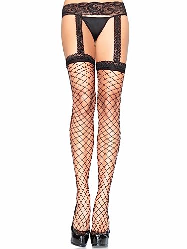 Leg Avenue, Women's Garterbelt Stockings, One Size, Black