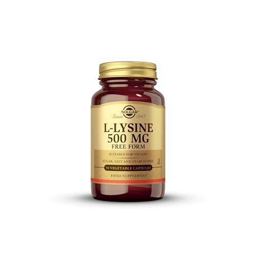 Solgar L-Lysine 500mg Vegetable Capsules - Pack of 50 - Essential Amino Acid - Vegan, Vegetarian, Kosher
