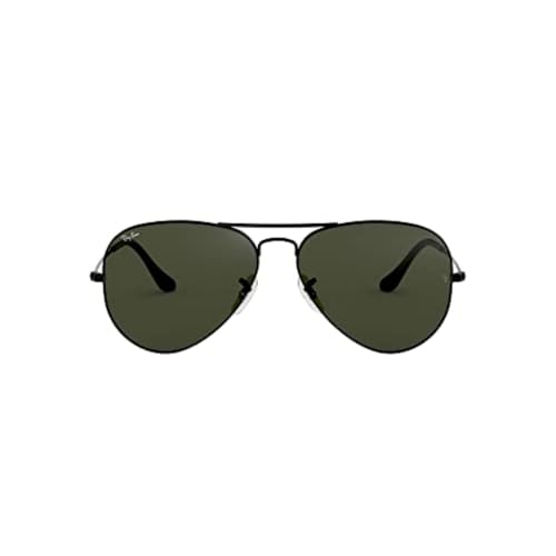Ray-Ban RB3025 Classic Aviator Sunglasses, Black/G-15 Green, 58 mm