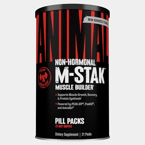 Animal M-Stak - Muscle Builder and Anabolic Mass Gainer Supplement for Bodybuilding - Lean Muscle Growth, Amino Complex and Pre Workout Energy, 21 Packs