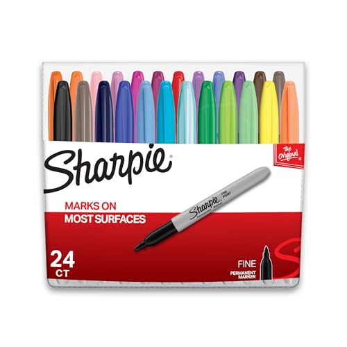Sharpie Permanent Markers Fine Point Assorted Colors 24 Count Arts