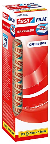 (-61%) tesa tesafilm transparent - Transparentes Klebeband mit starker Haftung - alterungsbeständig und reißfest - 10 m x 15 mm - 10er Pack