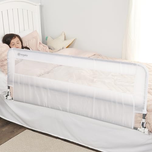 Regalo Hideaway 54-Inch Extra Long Bed Rail Guard, with Reinforced Anchor Safety System, 54” L x 20” H, For ages 2 - 5 years