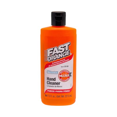 Fast Orange 25108 Pumice Lotion, Heavy Duty Hand Cleaner, Natural Citrus Scent, Waterless Cleaner For Mechanics, Strong Grease Fighter, 7.5 oz