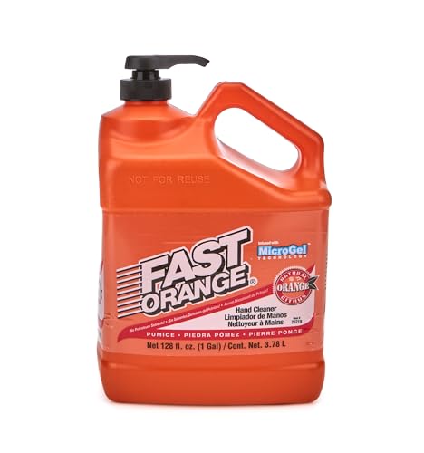 Fast Orange 25219 Pumice Lotion, Heavy Duty Hand Cleaner, Natural Citrus Scent, Waterless Cleaner For Mechanics, Strong Grease Fighter, 1 Gallon