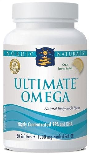 Nordic Naturals Ultimate Omega, Lemon Flavor - 60 Soft Gels - 1280 mg Omega-3 - High-Potency Fish Oil Supplement with EPA & DHA - Promotes Brain & Heart Health - Non-GMO - 30 Servings