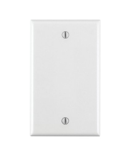 Leviton 1-Gang No Device Blank Wallplate, Standard Size, Thermoplastic Nylon, Box Mount, 80714-W, White